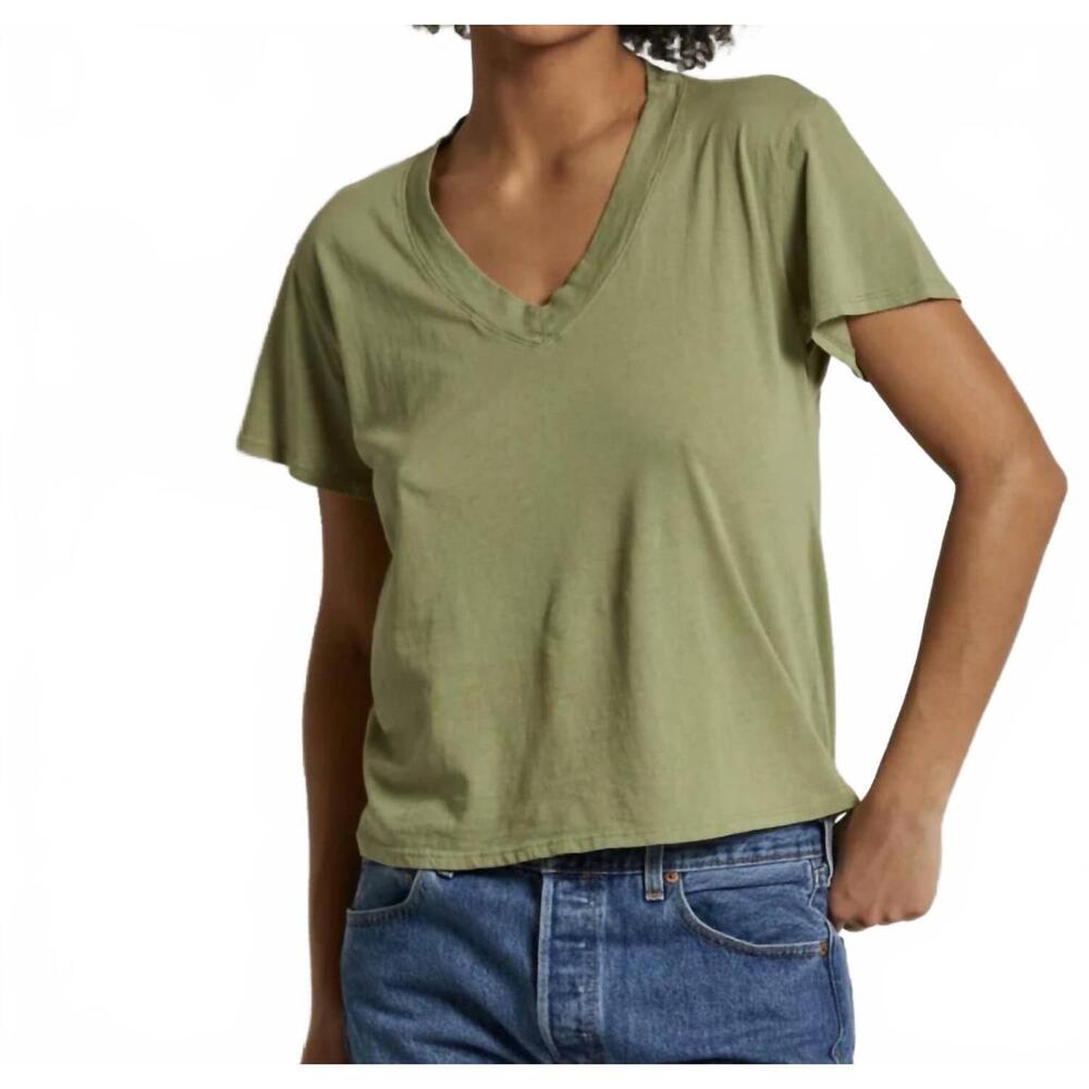 NEW PERFECTWHITETEE hendrix boxy v-neck tee in oil green